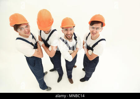 group of professional builders, looking at the camera Stock Photo