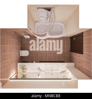 bathroom top view 3d rendering Stock Photo: 220349081 - Alamy