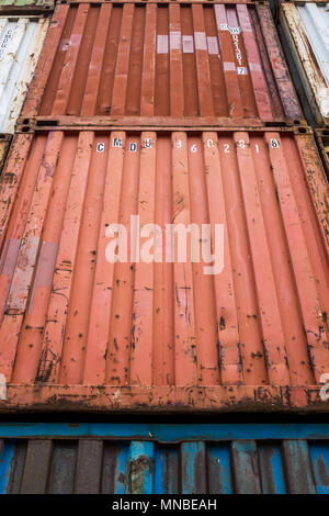 Colorful cargo containers stacked at the Antwerp Port, Belgium 17 May ...