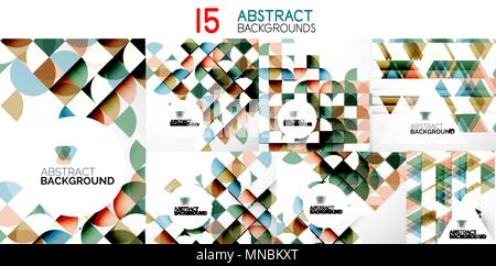 Set of geometric digital creative wallpapers. Set of geometric digital creative wallpapers, circle abstract backgrounds. Vector illustration Stock Vector