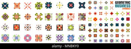 Set of ornamental geometric flowers. Set of ornamental geometric flowers. Vector mega collection Stock Vector