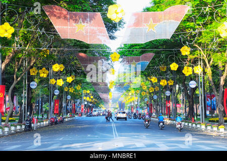 February 18, 2015.  Ho Chi Minh, Vietnam.  Daytime view of ho chi minh city during the tet, new years, holiday and marks the 40th anniversary of the f Stock Photo