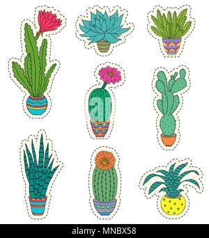 Set of hand drawn houseplant on white background.Vector illustration. Stock Vector