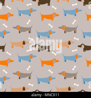 Dog seamless vector taupe colored pattern. Stock Vector