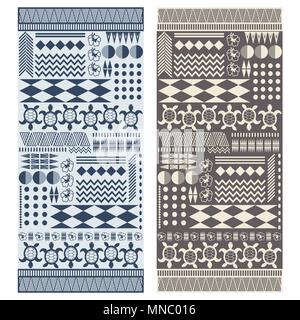 Black and white mayan embroidery seamless vector pattern. Stock Vector
