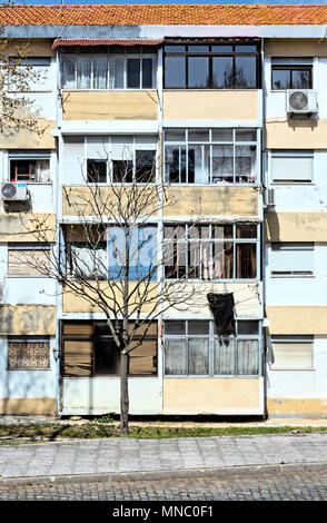 Run down apartment block in Lisbon's suburbs Stock Photo