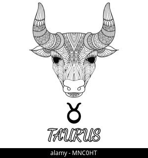 vector coloring book for adult silhouette of bull isolated on white background zodiac sign taurus aanimal print stock vector image art alamy