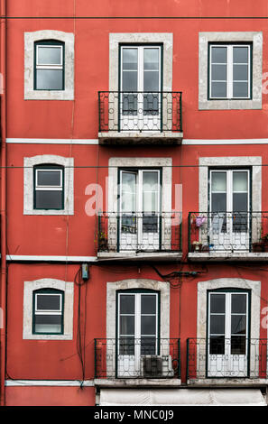 Facade of building in the Bairro Alto area of Lisbon Stock Photo