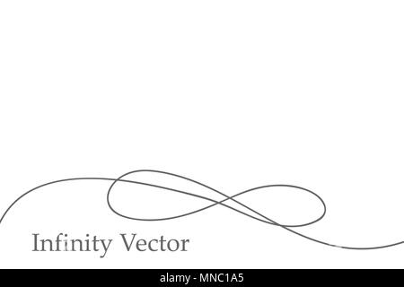 Infinity in solid lines of drawing. Continuous black line. Work flat design. The symbol of infinity of motion Stock Vector