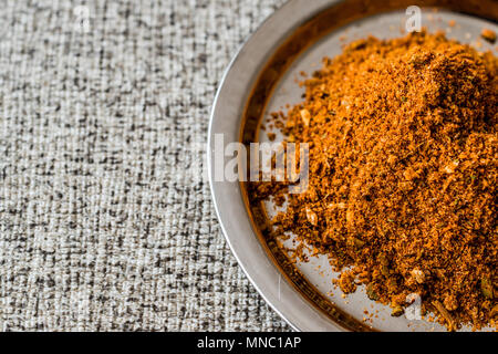 Masala Powder on silver tray / Chicken spice / Tavuk Baharati. Organic Spice Concept. Stock Photo