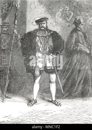 King Henry VIII of England, retiring from council Stock Photo