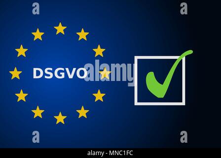 DSGVO concept with check mark, vector illustration Stock Vector