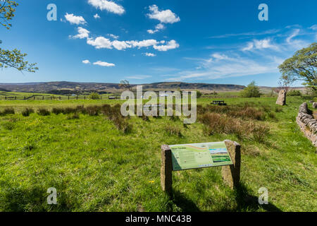 North Pennines landscape, Cronkley Fell and Scar from Hanging Shaw, Forest in Teesdale, UK in Spring sunshine Stock Photo