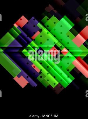 Colorful triangles and arrows on dark background. Colorful triangles and arrows on dark background. Vector illustration Stock Vector