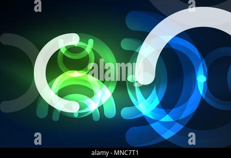 Abstract digital technology background. Abstract digital technology background, round shape with glowing effects on dark space Stock Vector