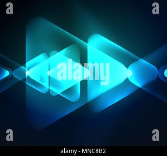 Glass glowing bright triangles on dark space design abstract background. Glass glowing bright triangles on dark space design abstract background. Vector illustration Stock Vector