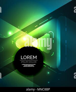 Glass glowing bright triangles on dark space design abstract background. Glass glowing bright triangles on dark space design abstract background. Vector illustration Stock Vector