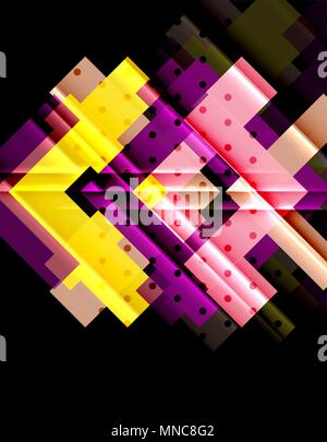Colorful triangles and arrows on dark background. Colorful triangles and arrows on dark background. Vector illustration Stock Vector