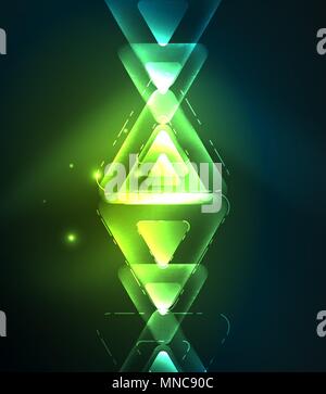Glass glowing bright triangles on dark space design abstract background. Glass glowing bright triangles on dark space design abstract background. Vector illustration Stock Vector
