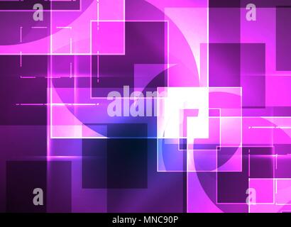 Glowing squares in the dark, digital abstract background. Glowing squares in the dark, digital abstract background, vector technology hi-tech template Stock Vector