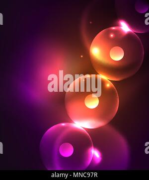 Blurred glowing circles, digital abstract background. Blurred glowing circles, digital abstract background. Vector hi-tech futuristic template Stock Vector