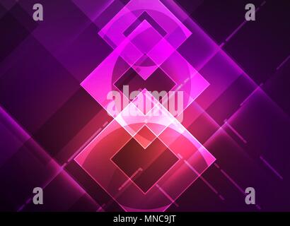 Glowing squares in the dark, digital abstract background. Glowing squares in the dark, digital abstract background, vector technology hi-tech template Stock Vector