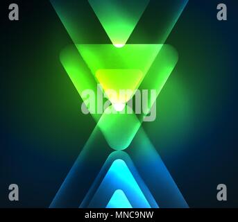 Glass glowing bright triangles on dark space design abstract background. Glass glowing bright triangles on dark space design abstract background. Vector illustration Stock Vector