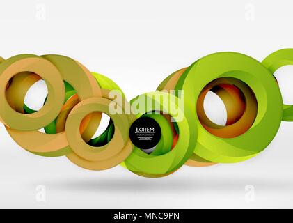 Modern 3d ring vector abstract background. Modern 3d ring composition in grey and white space, vector abstract background Stock Vector