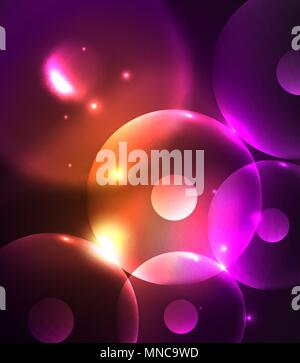 Blurred glowing circles, digital abstract background. Blurred glowing circles, digital abstract background. Vector hi-tech futuristic template Stock Vector