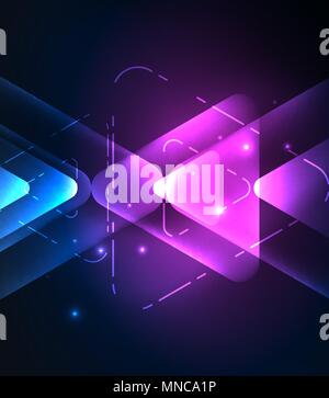Glass glowing bright triangles on dark space design abstract background. Glass glowing bright triangles on dark space design abstract background. Vector illustration Stock Vector