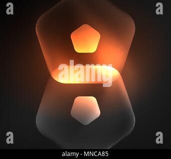 Glowing glass transparent pentagans, geometric abstract digital background. Glowing orange glass transparent pentagans, geometric abstract digital background. Vector illustration Stock Vector