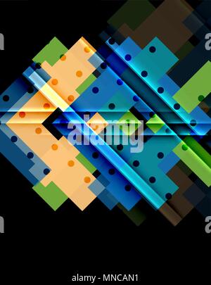 Colorful triangles and arrows on dark background. Colorful triangles and arrows on dark background. Vector illustration Stock Vector