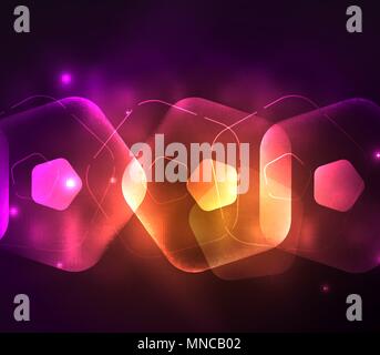Glowing glass transparent pentagans, geometric abstract digital background. Glowing purple and orange glass transparent pentagans, geometric abstract digital background. Vector illustration Stock Vector