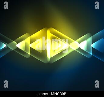 Glass glowing bright triangles on dark space design abstract background. Glass glowing bright triangles on dark space design abstract background. Vector illustration Stock Vector