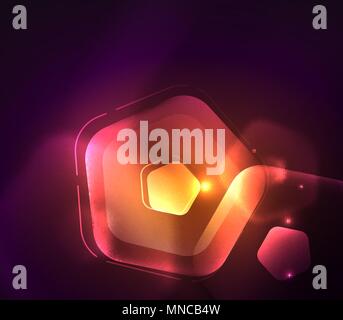 Glowing glass transparent pentagans, geometric abstract digital background. Glowing purple and orange glass transparent pentagans, geometric abstract digital background. Vector illustration Stock Vector