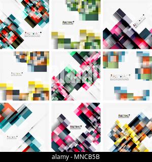 Square minimal hi-tech message background. Square minimal hi-tech message backgrounds, vector set Stock Vector