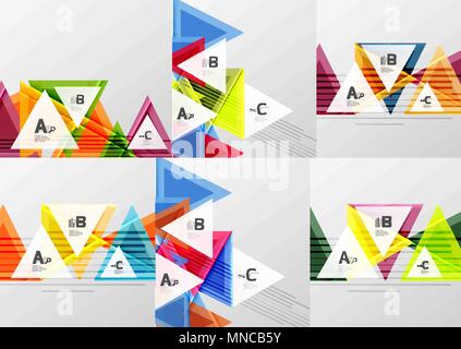 Set of triangle geometric abstract backgrounds. Set of triangle geometric abstract backgrounds, universal business templates Stock Vector