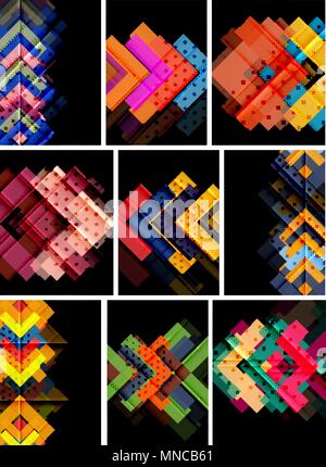 Vector set of arrow abstract backgrounds. Vector set of arrow abstract backgrounds, colorful geometric stripes Stock Vector