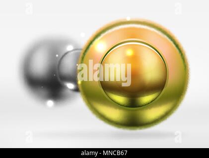 Tech blurred spheres and round circles with glossy and metallic surface. Tech blurred spheres and round circles with glossy and metallic surface. Vector realistic 3d objects, hi-tech technology abstract background Stock Vector