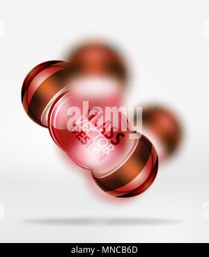 3d techno glass bubble design. Red 3d techno glass bubble design, vector future hi-tech shapes with blurred effects Stock Vector