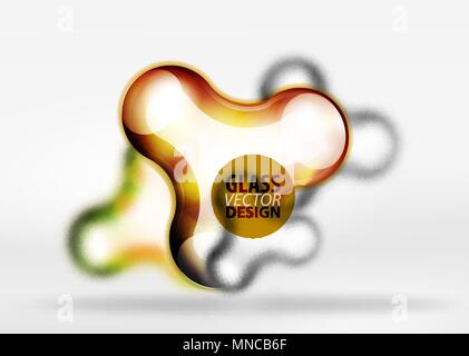 Vector digital 3d space bubble, glass and metallic effects. Vector digital 3d space orange bubble, glass and metallic effects. Technology abstract background Stock Vector