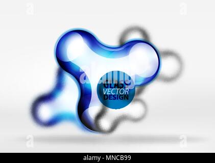 Vector digital 3d space bubble, glass and metallic effects. Vector digital 3d space blue bubble, glass and metallic effects. Technology abstract background Stock Vector
