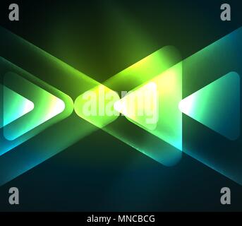 Glass glowing bright triangles on dark space design abstract background. Glass glowing bright triangles on dark space design abstract background. Vector illustration Stock Vector