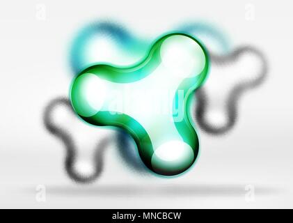 Vector digital 3d space bubble, glass and metallic effects. Vector digital 3d space blue bubble, glass and metallic effects. Technology abstract background Stock Vector