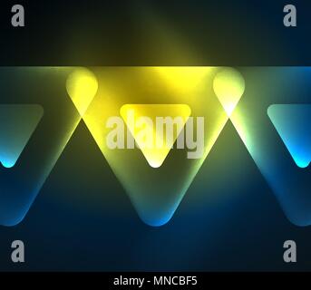 Glass glowing bright triangles on dark space design abstract background. Glass glowing bright triangles on dark space design abstract background. Vector illustration Stock Vector