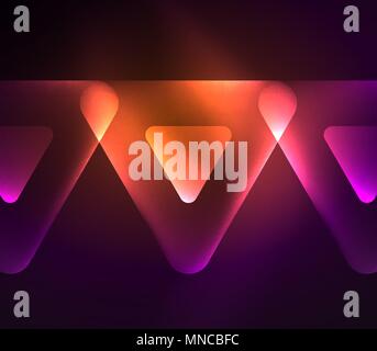 Glass glowing bright triangles on dark space design abstract background. Glass glowing bright triangles on dark space design abstract background. Vector illustration Stock Vector