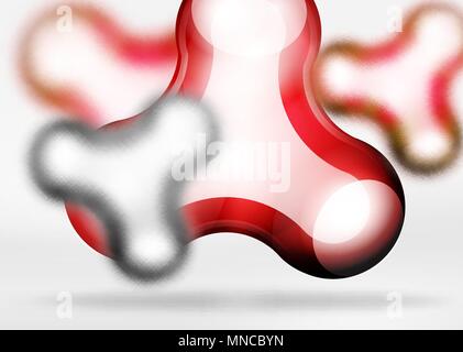 Vector digital 3d space bubble, glass and metallic effects. Vector digital 3d space red bubble, glass and metallic effects. Technology abstract background Stock Vector