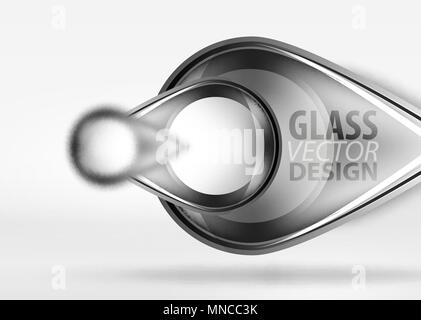 Abstract background, glass minimal round and arrow shapes in 3d space with blurred effects. Abstract background, glass minimal round and arrow shapes in 3d space with blurred effects. Vector geometric abstract background Stock Vector