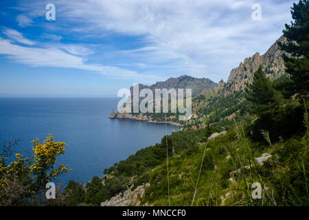 Looking down on the Cova de Sa Fam near Cala Tuent on the north west coast of Mallorca, Spain Stock Photo