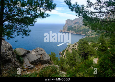 Looking down on the Cova de Sa Fam near Cala Tuent on the north west coast of Mallorca, Spain Stock Photo